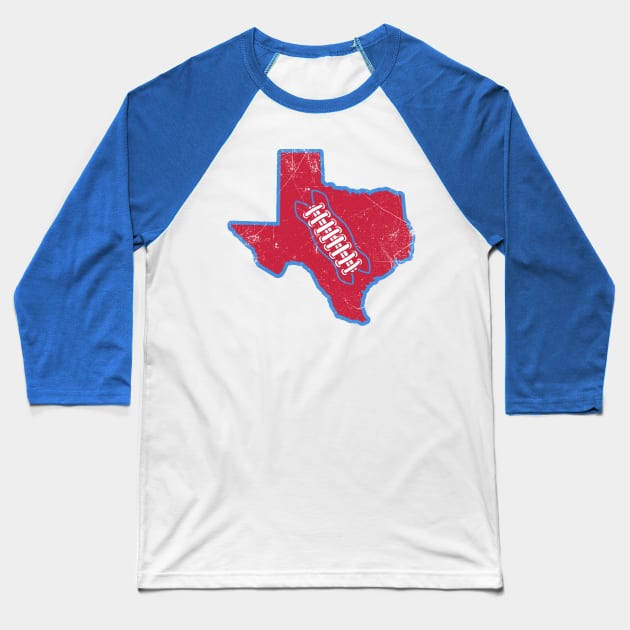 Texas Football, Retro - Light Blue Baseball T-Shirt by KFig21